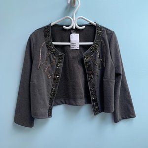 cropped beaded embellished jacket